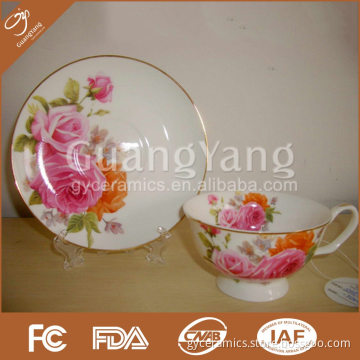 S/6 strengthened bone china tea cup(220cc, FD shape) & saucer in round gift box